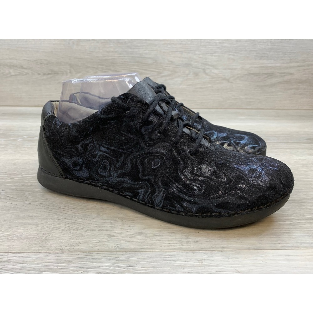 Alegria Women's Sneakers Black Blue Swirl Velvet Leather 8.5